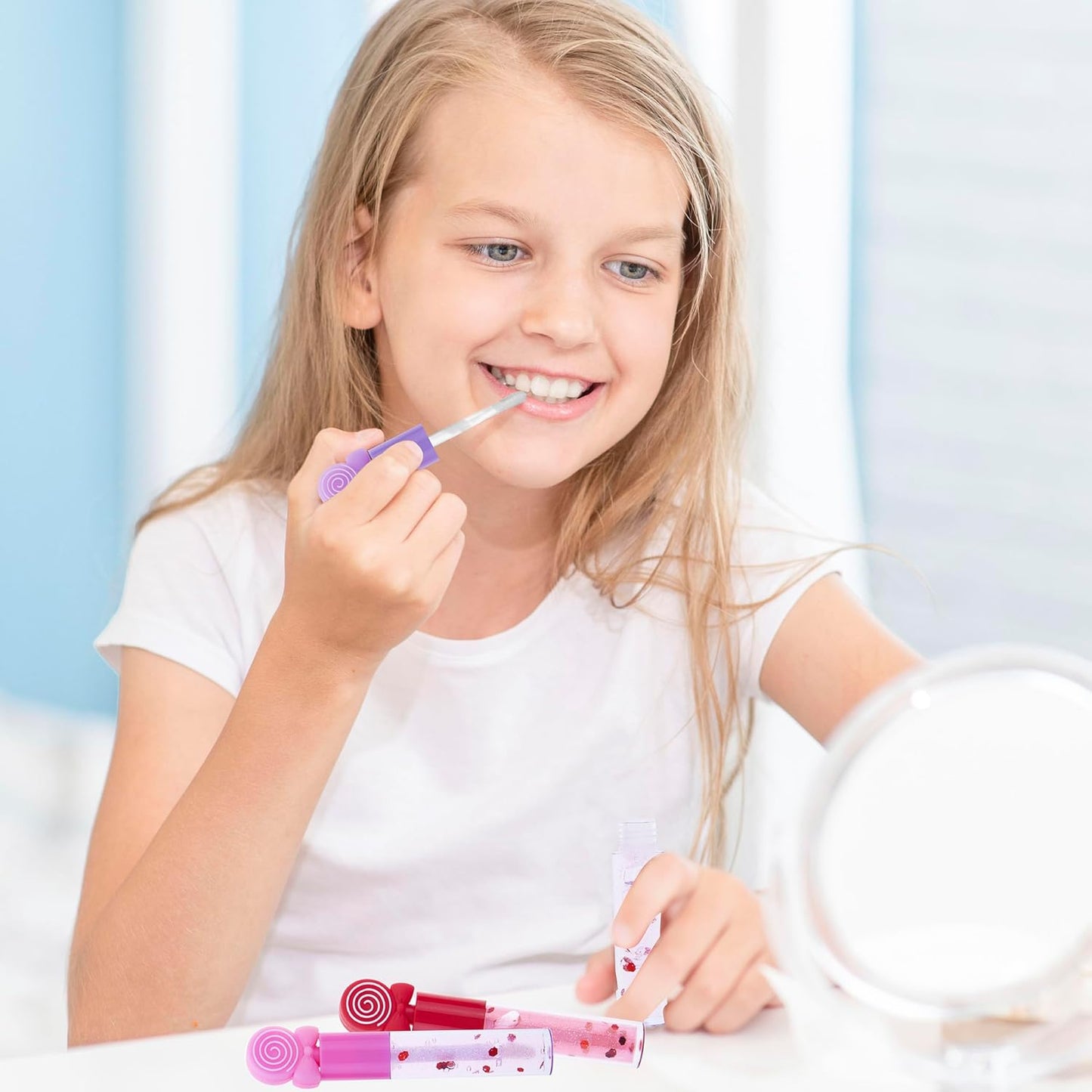 8Pc Lip Gloss Set - Sweet Thing Lip Gloss Collection W/Confetti and Candy Shaped Toppers | Safe and Non-Toxic Lip Gloss Gift Set for Girls