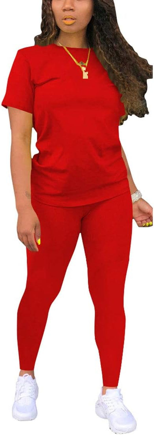 Biker Short Sets Women 2 Piece Outfits Summer Short Sleeve Jogger Tracksuit