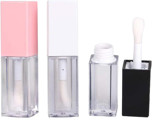 3PCS Lip Gloss Containers with Brush, 5Ml Empty Lip Gloss Tubes Stoppers Clear Lip Gloss Bottles Refillable Lip Glaze Bottles for DIY Lipgloss