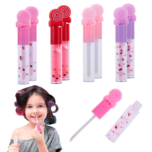 8Pc Lip Gloss Set - Sweet Thing Lip Gloss Collection W/Confetti and Candy Shaped Toppers | Safe and Non-Toxic Lip Gloss Gift Set for Girls